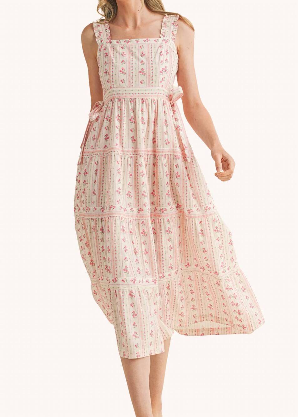 NEW &MERCI julieth midi dress in ivory pink floral